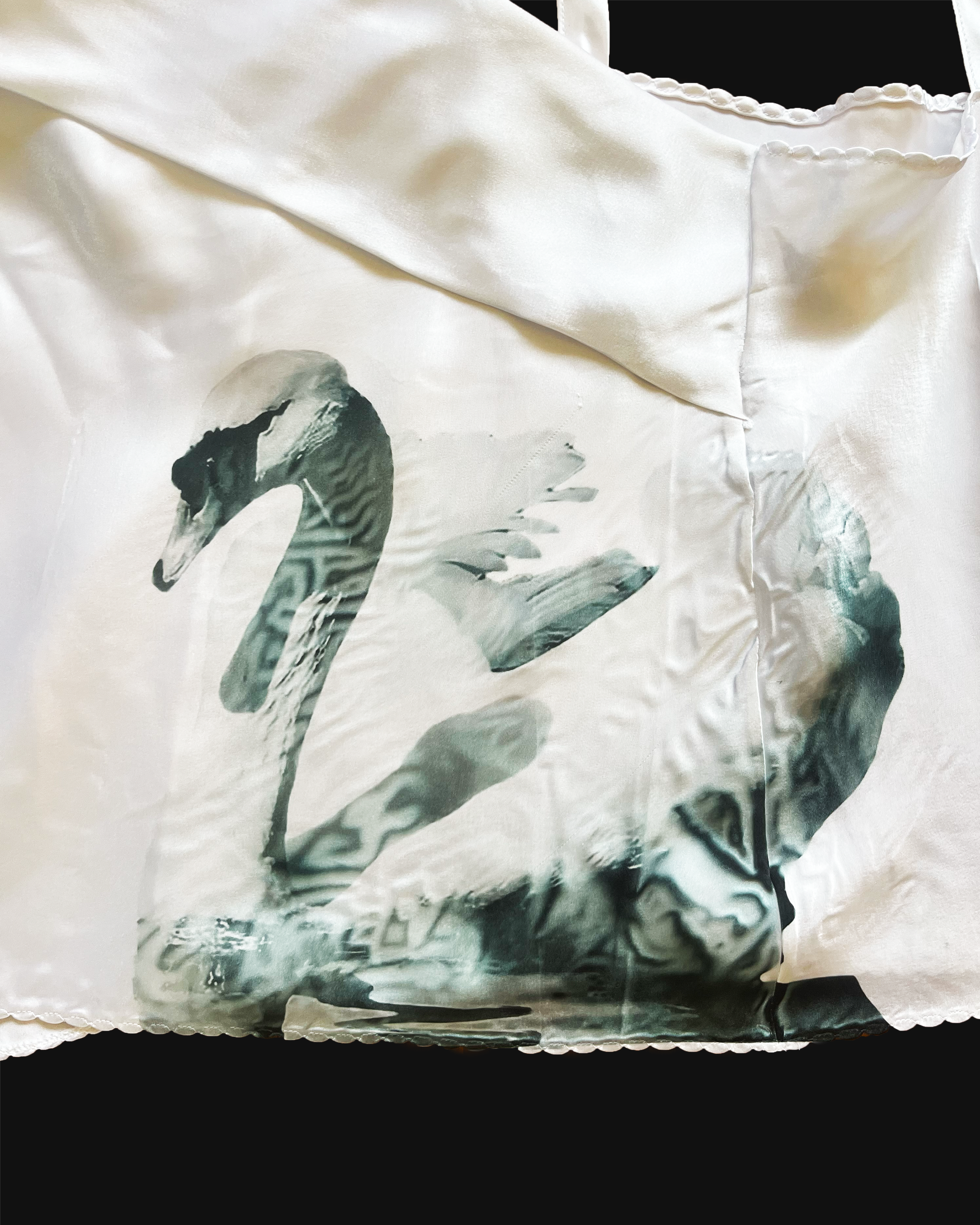 swan fold-over tank top